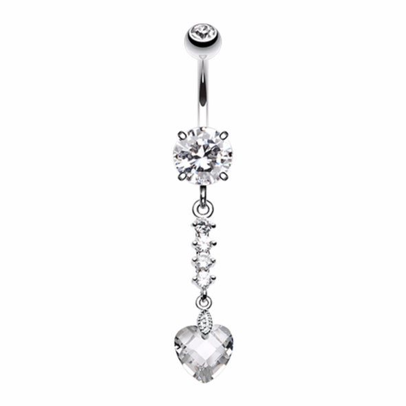 Heart Droplet Belly Button Ring-WildKlass Jewelry