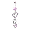 Curved Hearts Sparkle Belly Button Ring-WildKlass Jewelry