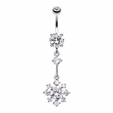 Snowflake Flower Sparkle Belly Button Ring-WildKlass Jewelry