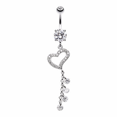 Dazzling Heart Crystalline Belly Button Ring-WildKlass Jewelry