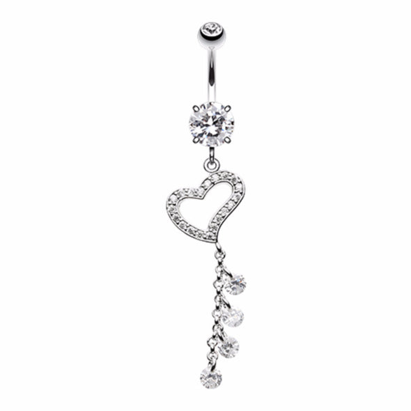 Dazzling Heart Crystalline Belly Button Ring-WildKlass Jewelry