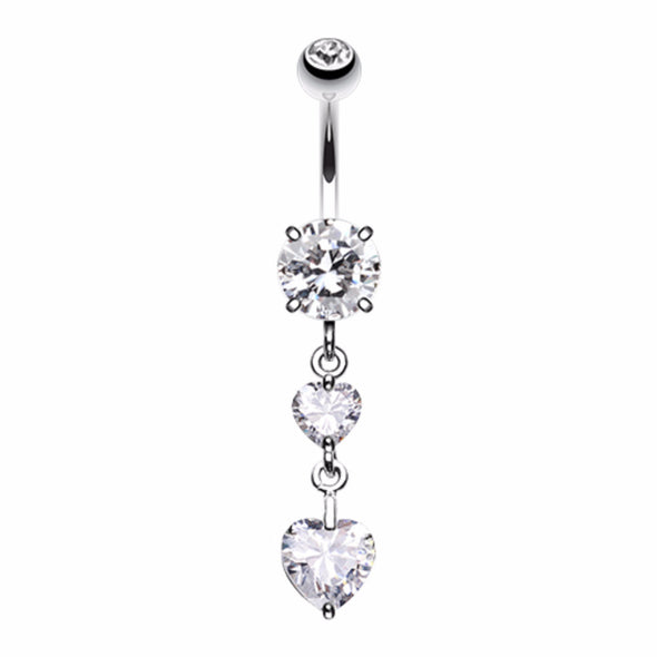 Elegant Double Hearts Belly Button Ring-WildKlass Jewelry