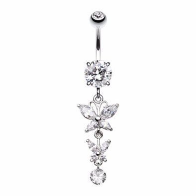 Double Glam Butterfly Belly Button Ring-WildKlass Jewelry