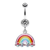 Candy Rainbow Sparkle Belly Button Ring-WildKlass Jewelry