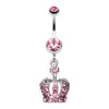 Dazzling Royal Crown Belly Button Ring-WildKlass Jewelry