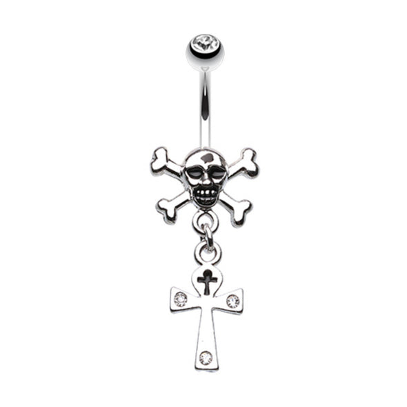 Cross Bones and Ankh Belly Button Ring-WildKlass Jewelry