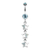 Triple Sparkling Star Belly Button Ring-WildKlass Jewelry