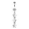 Triple Sparkling Star Belly Button Ring-WildKlass Jewelry