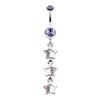 Triple Sparkling Star Belly Button Ring-WildKlass Jewelry