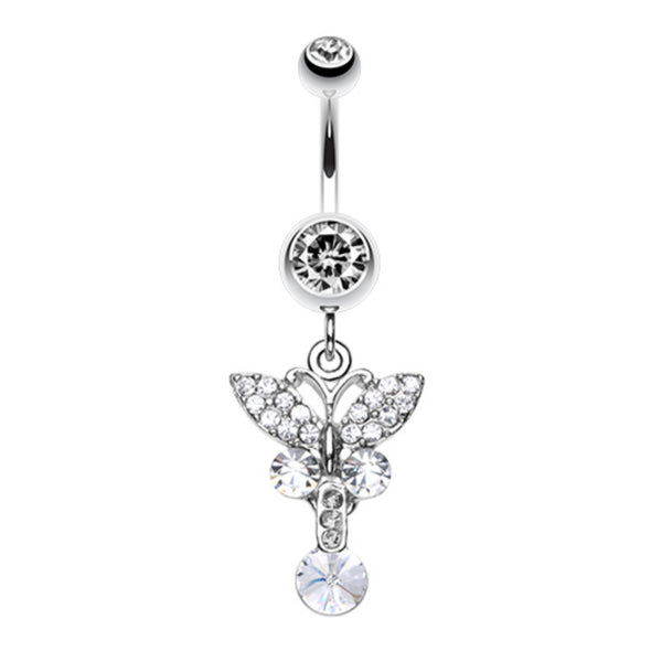 Sparkling Butterfly Gem Belly Button Ring-WildKlass Jewelry