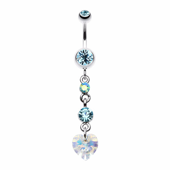 Cascading Prism Heart Belly Button Ring-WildKlass Jewelry