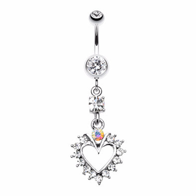 Heart Dazzle Belly Button Ring-WildKlass Jewelry