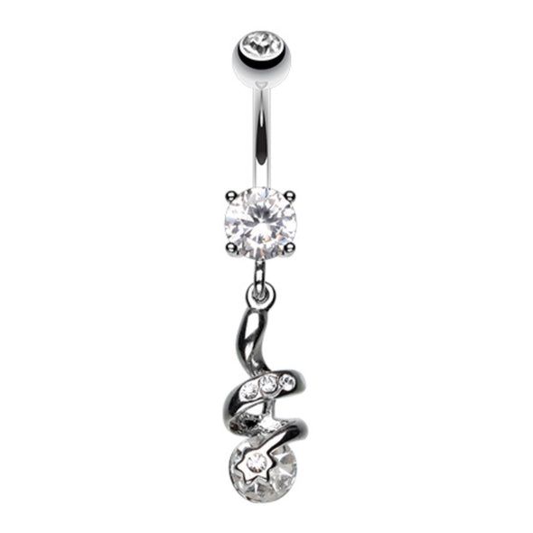 Sparkle Star Gem Swirl Belly Button Ring-WildKlass Jewelry