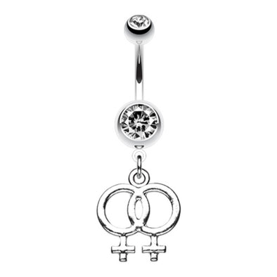 Double Female Symbol Gay Pride Belly Button Ring-WildKlass Jewelry