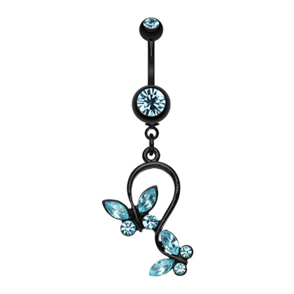 Blackline Butterfly Gem Loop Belly Button Ring-WildKlass Jewelry