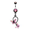 Blackline Butterfly Gem Loop Belly Button Ring-WildKlass Jewelry