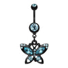 Blackline Butterfly Sparkle Belly Button Ring-WildKlass Jewelry