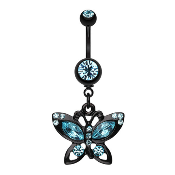 Blackline Butterfly Sparkle Belly Button Ring-WildKlass Jewelry