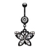 Blackline Butterfly Sparkle Belly Button Ring-WildKlass Jewelry