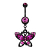 Blackline Butterfly Sparkle Belly Button Ring-WildKlass Jewelry