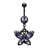 Blackline Butterfly Sparkle Belly Button Ring-WildKlass Jewelry