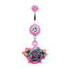 Retro Tattooed Rose Belly Button Ring-WildKlass Jewelry