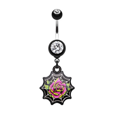 Black Widow's Rose Belly Button Ring-WildKlass Jewelry