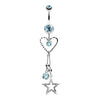 Heart & Star Sparkle Belly Button Ring-WildKlass Jewelry