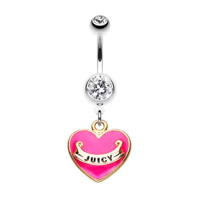 Silver Juicy heart Belly Button Ring -