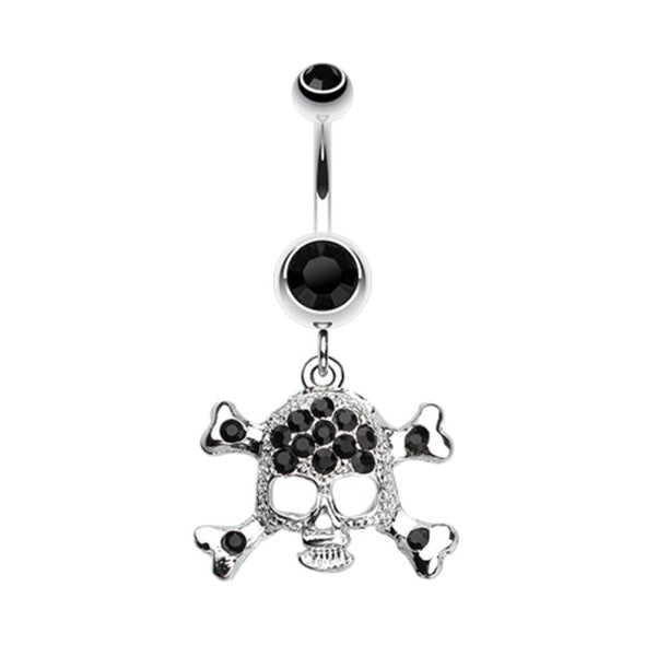 Bedazzled Cross Bones Belly Button Ring-WildKlass Jewelry