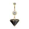 Golden Diamond Cut Belly Button Ring-WildKlass Jewelry