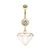 Golden Diamond Cut Belly Button Ring-WildKlass Jewelry