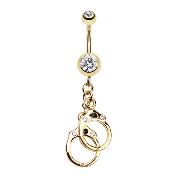Golden Handcuff Sparkle Belly Button Ring-WildKlass Jewelry