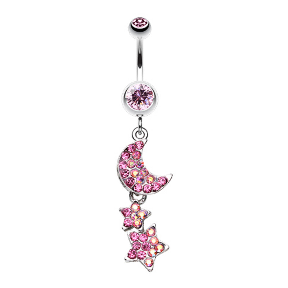 Star and Moon Lit Sky Belly Button Ring – WildKlass Jewelry