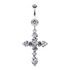 Princess Cut Cross Sparkle Belly Button Ring-WildKlass Jewelry