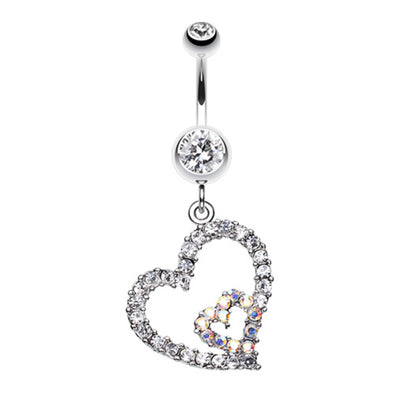 Precious Hearts Sparkle Belly Button Ring-WildKlass Jewelry