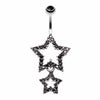 Glistening Double Star Belly Button Ring-WildKlass Jewelry