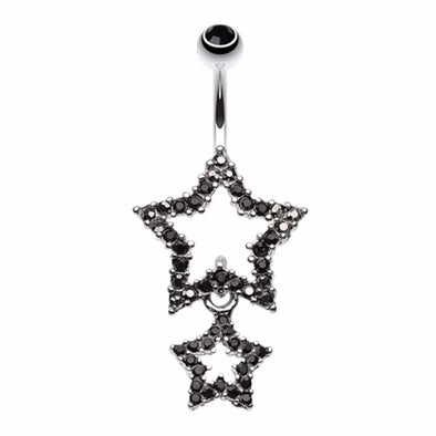 Glistening Double Star Belly Button Ring-WildKlass Jewelry