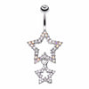 Glistening Double Star Belly Button Ring-WildKlass Jewelry