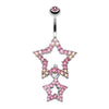 Glistening Double Star Belly Button Ring-WildKlass Jewelry