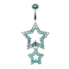 Glistening Double Star Belly Button Ring-WildKlass Jewelry