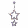 Glistening Double Star Belly Button Ring-WildKlass Jewelry