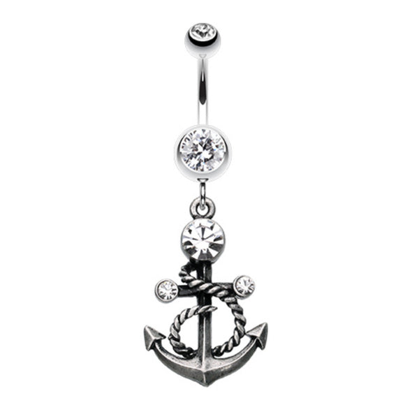 Antique Finish Classy Anchor Belly Button Ring-WildKlass Jewelry