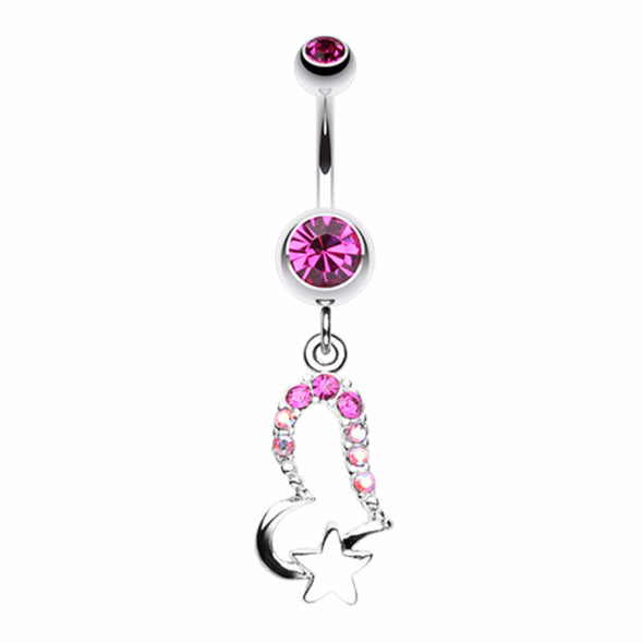 Journey Heart and Star Belly Button Ring-WildKlass Jewelry