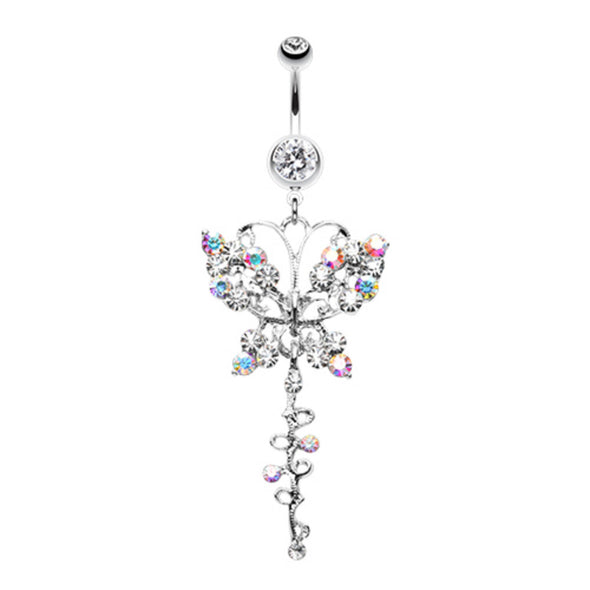 Opulent Butterfly Multi-Gem Belly Button Ring-WildKlass Jewelry