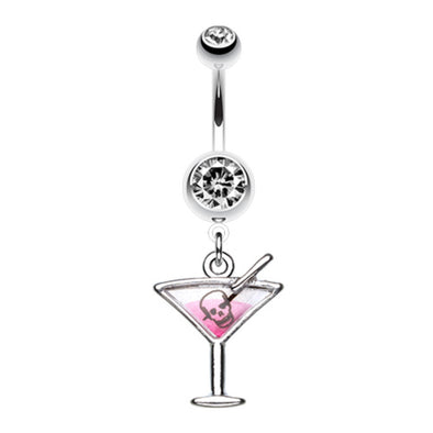 Poison Skull Martini Glass Belly Button Ring-WildKlass Jewelry