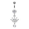 Crown Sparkle Belly Button Ring-WildKlass Jewelry