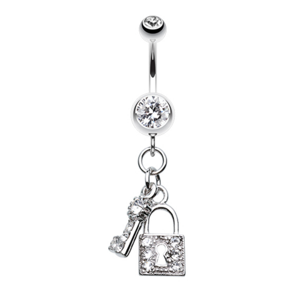 Glistening Lock and Key Belly Button Ring – WildKlass Jewelry