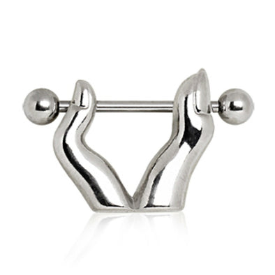 316L Surgical Steel Nipple Ring with Fingers-WildKlass Jewelry