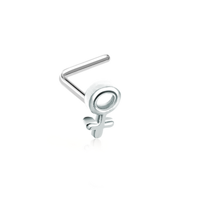 Female Sign Gender Symbol WildKlass L-Shaped Nose Ring-WildKlass Jewelry